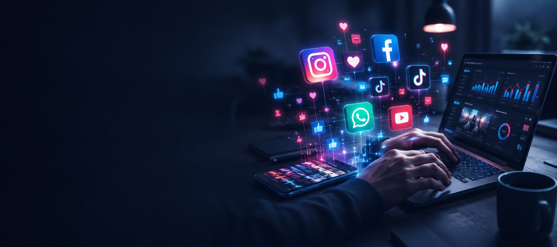 Gestión profesional de redes sociales: Instagram, Facebook, TikTok, YouTube y WhatsApp Business